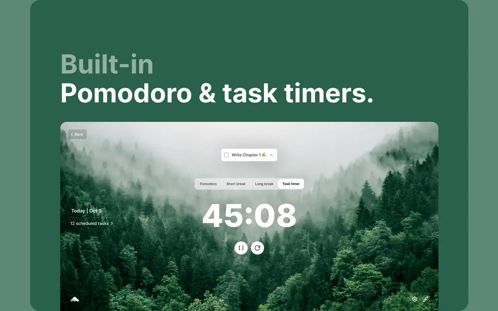 The built-in ByDesign task timer counting down against a full-screen background while a task runs