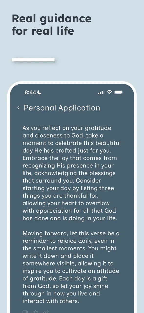 Waves Chat explaining a passage and offering faith-based guidance in reply to a reader's question