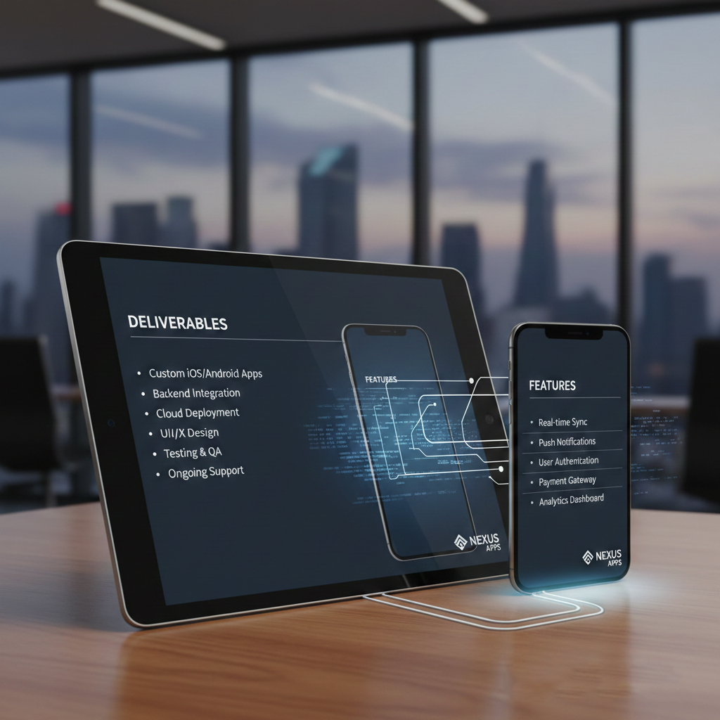 Cross-platform app deliverables and features - chat, analytics, notifications, auth